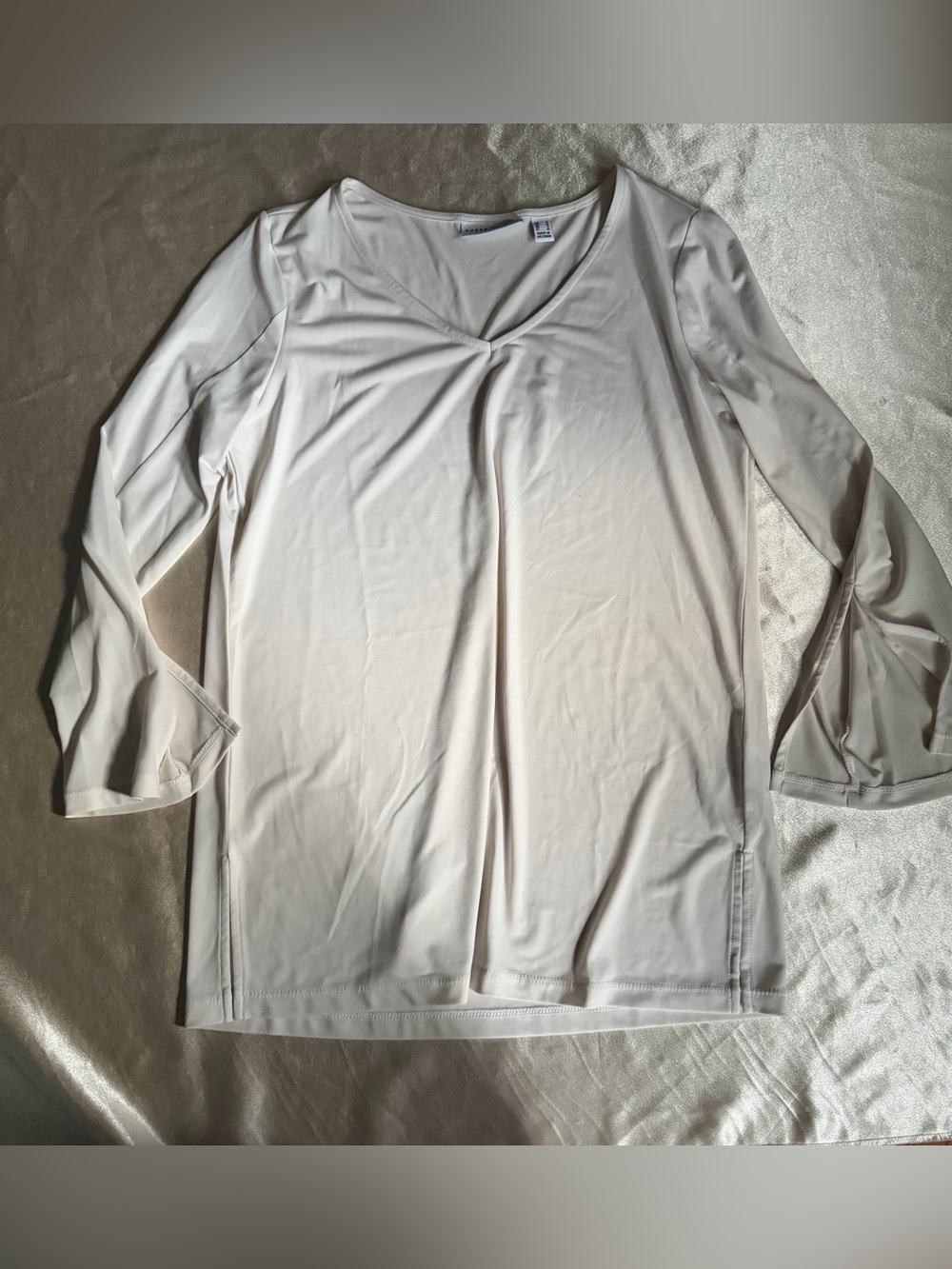 Susan Graver Regular Liquid Knit V-Neck Split Sleeve Tunic small a456415